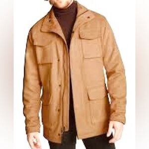 Robert Graham Gentleman Suede Cargo Field Jacket in Cognac/Tan Color Size: Small